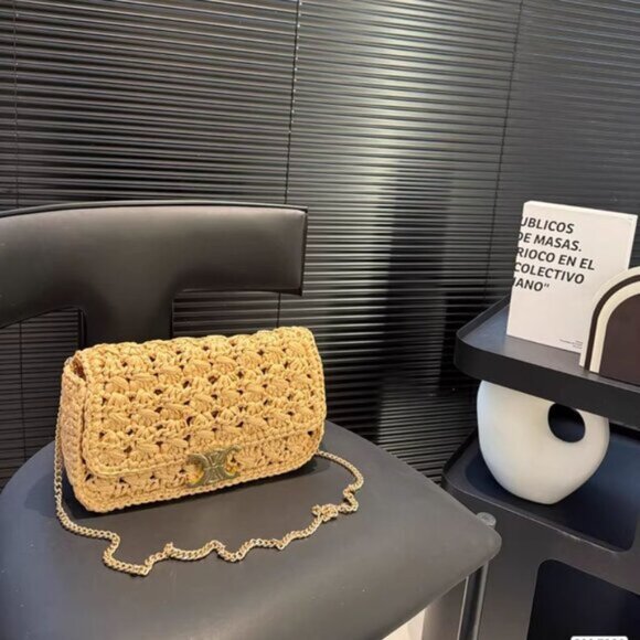Celine Beige Woven Crossbody Bag - Picture 7 of 9